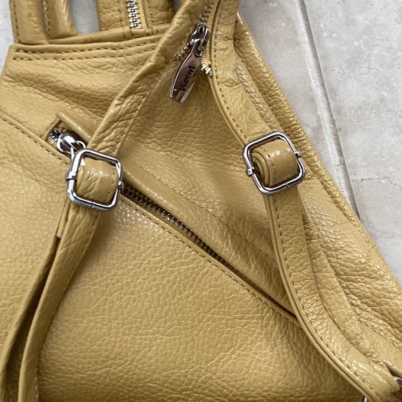 VALENTINA Italian Leather Multifunctional Backpack Sling Shoulder Bag Yellow main image 7